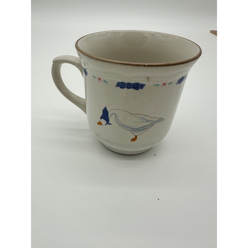 Country Goose Coffee Mug Newcor Stoneware White VTG cottagecore - Picture 2 of 5